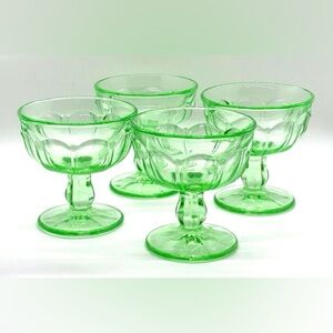 Vintage Green Noritake Glasses, Luminous Sherbet Glass ~1970’s (Set of 4)